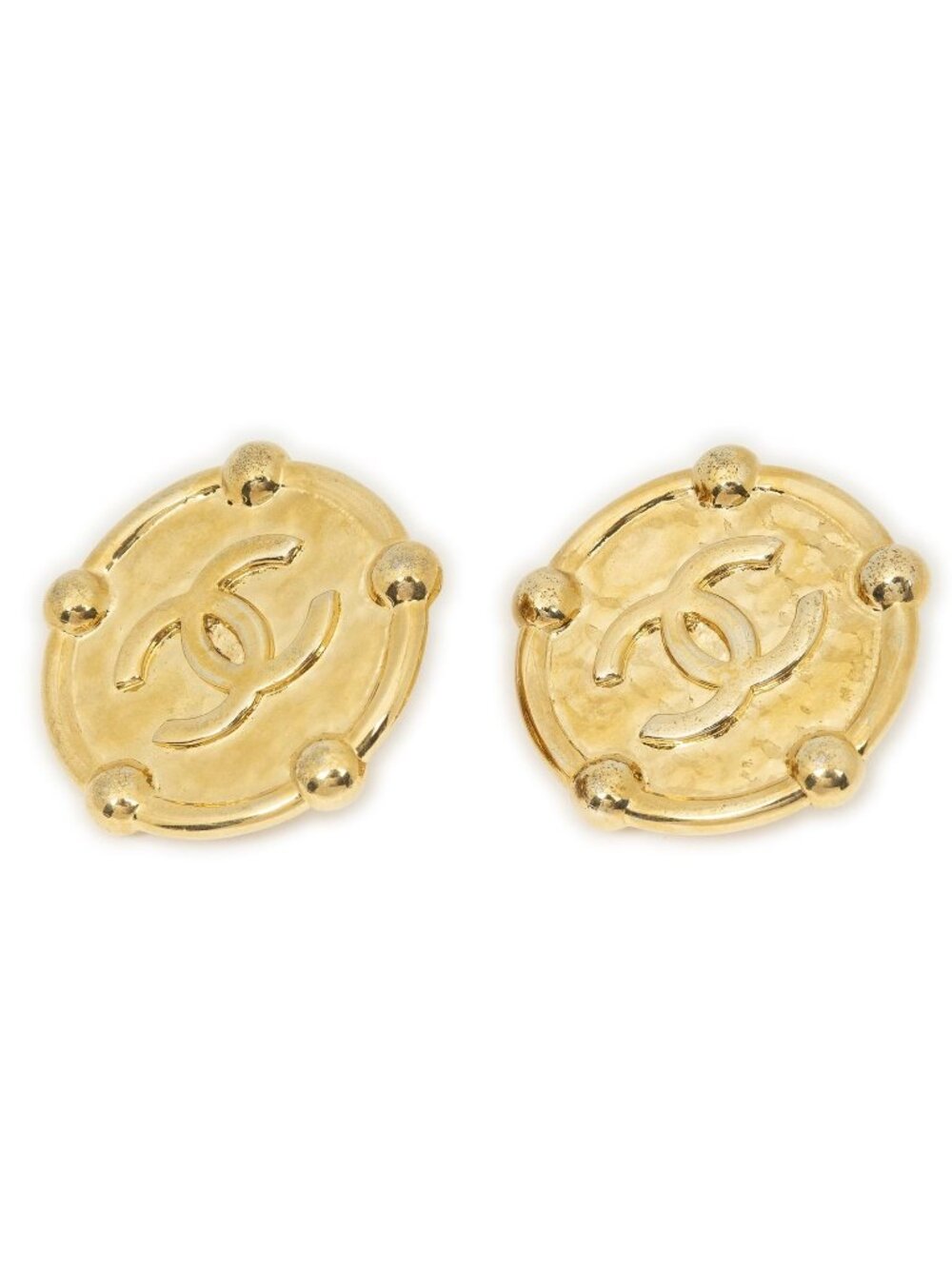 Chanel Large CC Round Clip-On Earrings Gold Plated